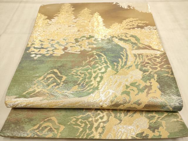 平和屋着物◎六通柄袋帯 風景文 金銀糸 三越扱い 正絹 逸品 AABB4071dt
