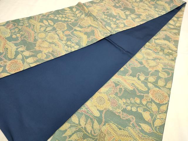 平和屋着物◎全通柄袋帯 紬地 草花文 正絹 逸品 AABB4079dt