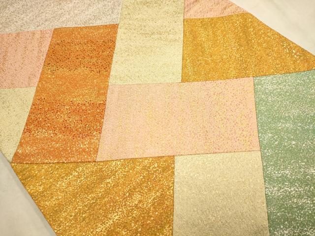 平和屋着物◎太鼓柄袋帯 切嵌 網代文様 金銀糸 正絹 逸品 AABB4081dt