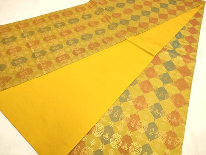 平和屋着物◎全通柄袋帯 吉祥文 金糸 正絹 逸品 AABB4087dt