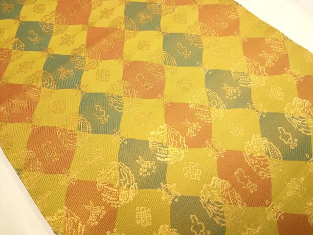 平和屋着物◎全通柄袋帯 吉祥文 金糸 正絹 逸品 AABB4087dt