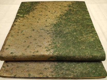 平和屋着物◎全通柄袋帯　霞文　金糸　正絹　逸品　AABB4092dt
