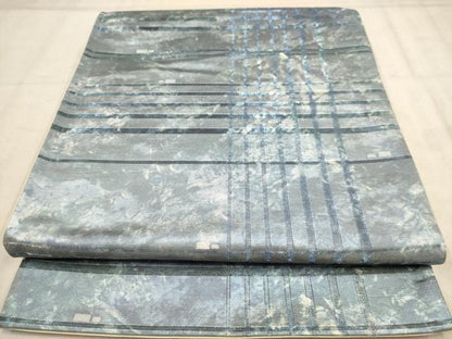 平和屋着物◎六通柄袋帯 霞間道 銀糸 正絹 逸品 AABB4093dt