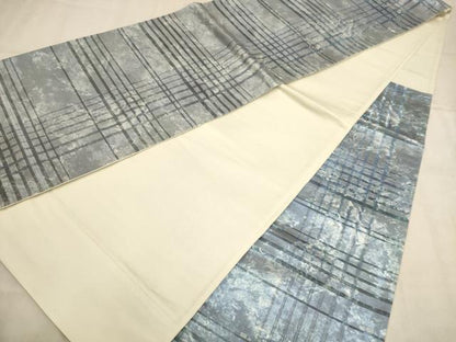 平和屋着物◎六通柄袋帯 霞間道 銀糸 正絹 逸品 AABB4093dt