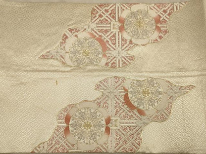 平和屋着物◎佐賀錦 太鼓柄袋帯 駒刺繍 吉祥花文 金銀糸 正絹 逸品 AABB4100dt
