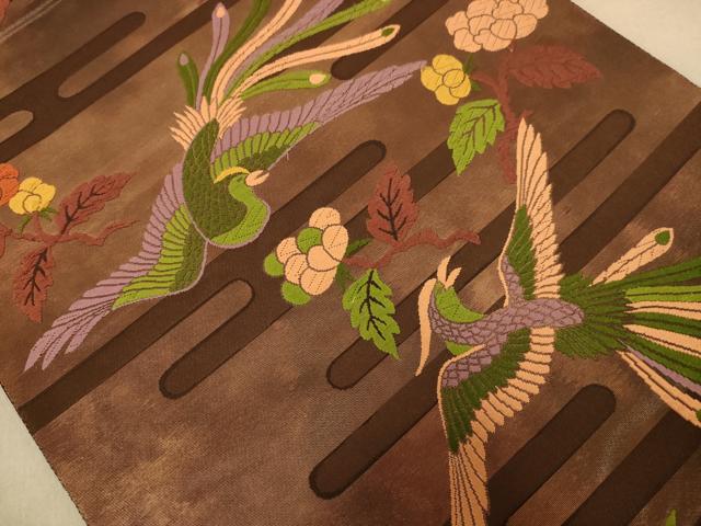 平和屋着物◎六通柄袋帯 唐織 鳳凰花文 正絹 逸品 AABB4113dt