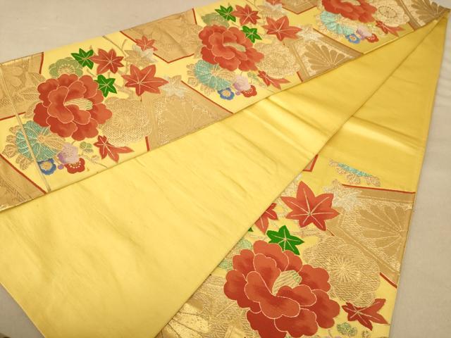 平和屋着物◎六通柄袋帯　唐織　草花文　金銀糸　正絹　逸品　AABB4115dt