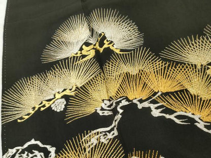 平和屋着物■豪華黒留袖　枝松文　金銀糸　正絹　逸品　AABB4238cs