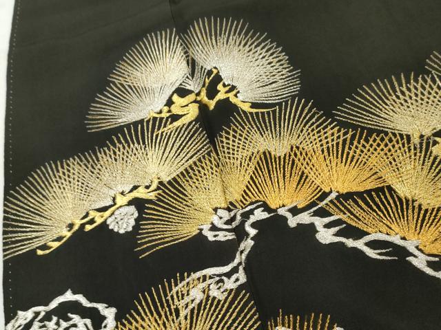 平和屋着物■豪華黒留袖　枝松文　金銀糸　正絹　逸品　AABB4238cs