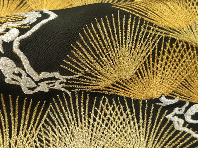 平和屋着物■豪華黒留袖　枝松文　金銀糸　正絹　逸品　AABB4238cs