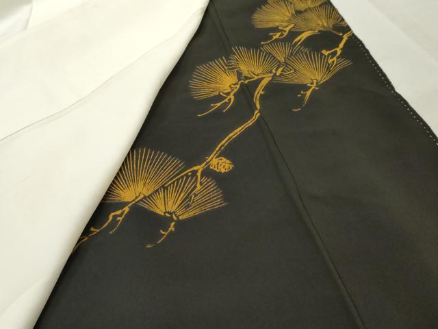 平和屋着物■豪華黒留袖　枝松文　金銀糸　正絹　逸品　AABB4238cs