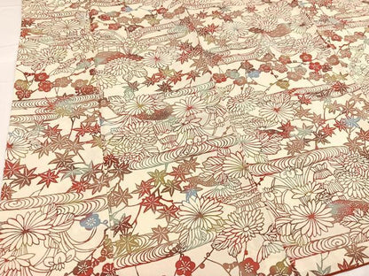平和屋着物●上質な小紋　型染め　草花風景文　正絹　逸品　AABB4325ph