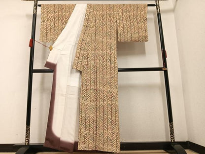 平和屋着物●上質な小紋 型染め ススキ 正絹 逸品 未使用 AABB4337ph