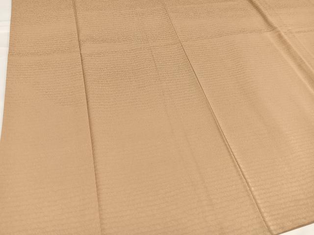 平和屋着物●上質な色無地　横縞地紋　飴色　正絹　逸品　AABB4339ph