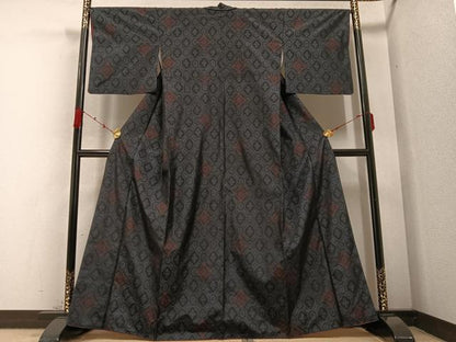 平和屋着物●本場大島紬　菱文　正絹　逸品　AABB4376ph