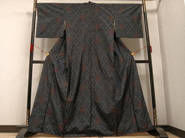 平和屋着物●本場大島紬　菱文　正絹　逸品　AABB4376ph