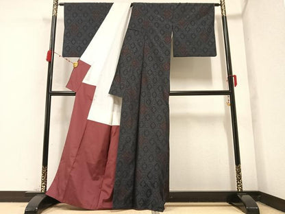 平和屋着物●本場大島紬　菱文　正絹　逸品　AABB4376ph