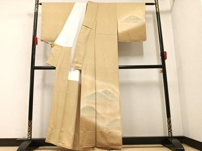 平和屋着物●訪問着　作家物　草木染　遠山霞文　暈し染め　金彩　正絹　逸品　AABB4380ph