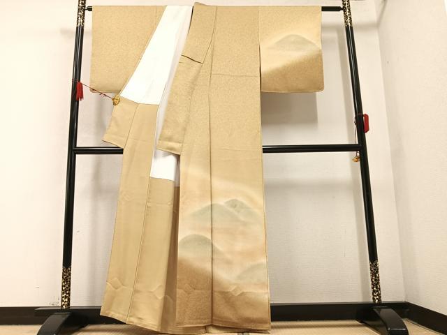 平和屋着物●訪問着　作家物　草木染　遠山霞文　暈し染め　金彩　正絹　逸品　AABB4380ph