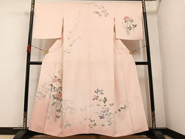 平和屋着物●訪問着 友禅 作家物 枝花文 暈し染め 正絹 逸品 AABB4389ph
