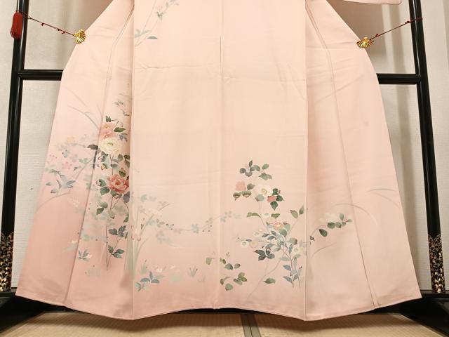 平和屋着物●訪問着 友禅 作家物 枝花文 暈し染め 正絹 逸品 AABB4389ph