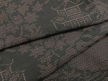 平和屋着物●結城紬　80亀甲　風景草木文　正絹　逸品　未使用　AABB4395ph