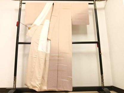平和屋着物●訪問着 刺繍 霞文 暈し染め 金彩 背抜き仕立て 正絹 逸品 AABB4399ph