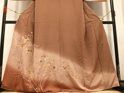 平和屋着物●訪問着　駒刺繍　短冊枝花文　暈し染め　金彩　正絹　逸品　AABB4400ph