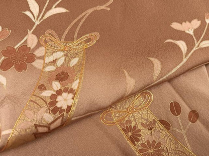 平和屋着物●訪問着　駒刺繍　短冊枝花文　暈し染め　金彩　正絹　逸品　AABB4400ph