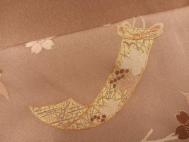平和屋着物●訪問着　駒刺繍　短冊枝花文　暈し染め　金彩　正絹　逸品　AABB4400ph