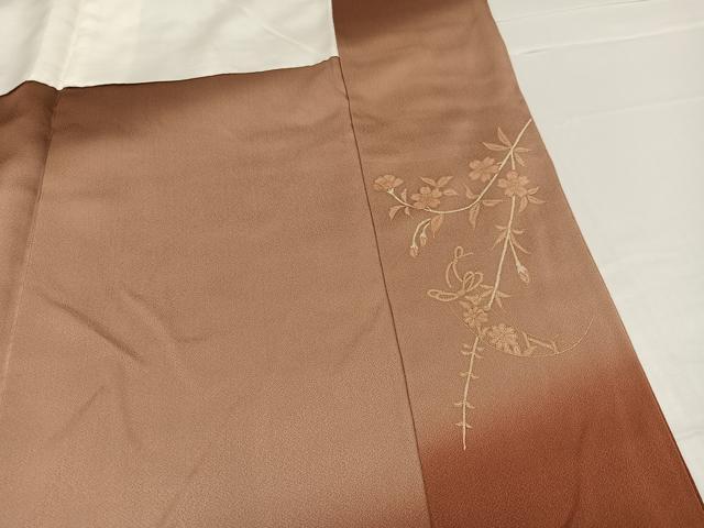 平和屋着物●訪問着　駒刺繍　短冊枝花文　暈し染め　金彩　正絹　逸品　AABB4400ph