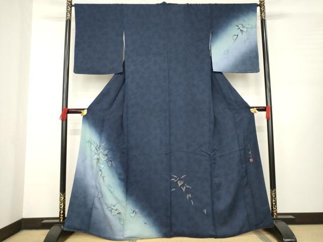 平和屋着物●京の匠日展作家 丹下雄介 訪問着 刺繍 蔦草文 暈し染め 金銀糸 やまと金ラベル 正絹 逸品 AABB4405ck
