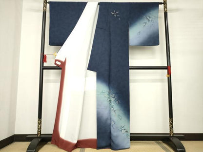 平和屋着物●京の匠日展作家 丹下雄介 訪問着 刺繍 蔦草文 暈し染め 金銀糸 やまと金ラベル 正絹 逸品 AABB4405ck
