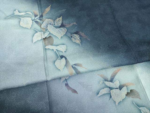 平和屋着物●京の匠日展作家 丹下雄介 訪問着 刺繍 蔦草文 暈し染め 金銀糸 やまと金ラベル 正絹 逸品 AABB4405ck