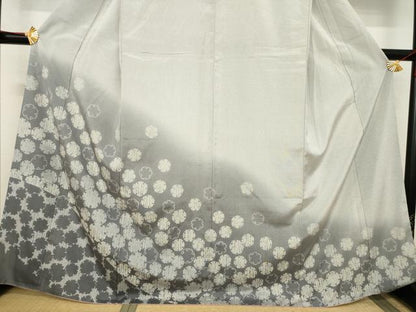 平和屋着物●本塩沢 訪問着 やまだ織 雪輪文 暈し染め 正絹 逸品 AABB4426ck