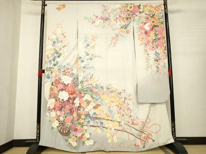 平和屋着物●豪華振袖　友禅　作家物　花車文　正絹　逸品　AABB4435ck