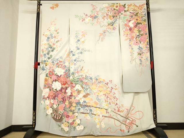 平和屋着物●豪華振袖　友禅　作家物　花車文　正絹　逸品　AABB4435ck