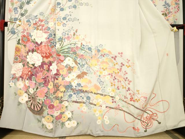 平和屋着物●豪華振袖　友禅　作家物　花車文　正絹　逸品　AABB4435ck
