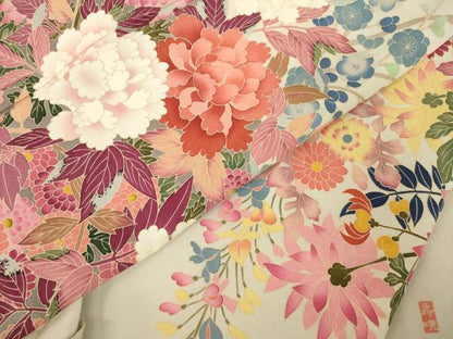 平和屋着物●豪華振袖　友禅　作家物　花車文　正絹　逸品　AABB4435ck