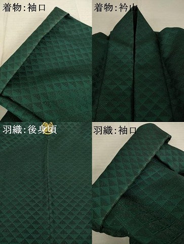 平和屋着物●男性 色紋付・羽織・行灯袴セット 鱗文様 銀通し地 キングサイズ AABB4437ck