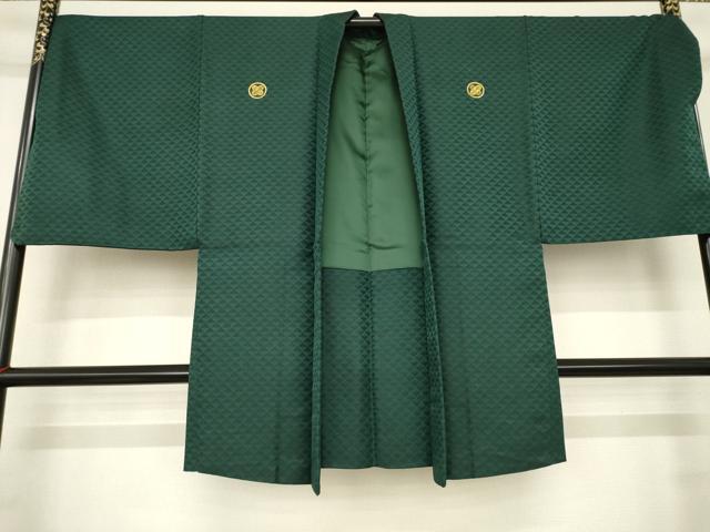 平和屋着物○男性 色紋付 羽織セット 毘沙門亀甲地紋 キングサイズ