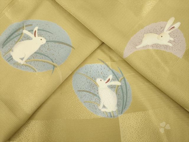 平和屋着物●長襦袢 無双仕立て 市松兎丸文 正絹 逸品 AABB4443ck