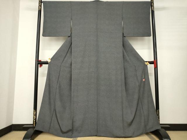 平和屋着物○江戸小紋 作家物 草木染 鮫小紋柄 黒地 正絹 逸品 AABB4444ck