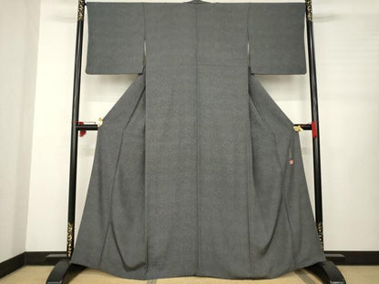 平和屋着物●江戸小紋 作家物 草木染 鮫小紋柄 黒地 正絹 逸品 AABB4444ck