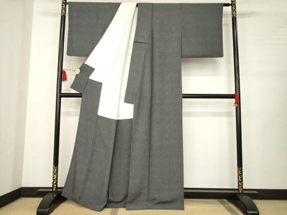 平和屋着物●江戸小紋 作家物 草木染 鮫小紋柄 黒地 正絹 逸品 AABB4444ck