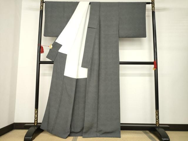平和屋着物●江戸小紋 作家物 草木染 鮫小紋柄 黒地 正絹 逸品 AABB4444ck