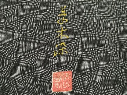 平和屋着物●江戸小紋 作家物 草木染 鮫小紋柄 黒地 正絹 逸品 AABB4444ck
