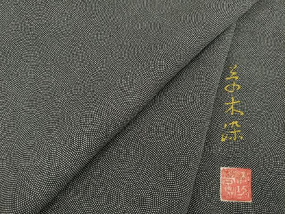 平和屋着物●江戸小紋 作家物 草木染 鮫小紋柄 黒地 正絹 逸品 AABB4444ck