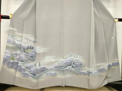 平和屋着物●豪華色留袖 作家物 手描き 樹林風景文 正絹 逸品 AABB4465ck