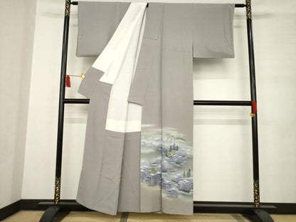 平和屋着物●豪華色留袖 作家物 手描き 樹林風景文 正絹 逸品 AABB4465ck